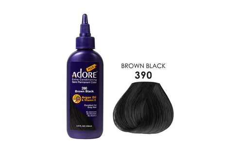 Adore Plus Semi Permanent Hair Colour No. 390 Brown Black 100ml by Adore