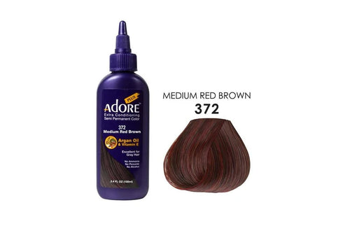 Adore Plus Semi Permanent Hair Colour No. 372 Medium Red Brown 100ml by Adore