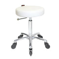 Turbo White Salon Stool - Chrome Base - Click'n Clean Castor Wheels