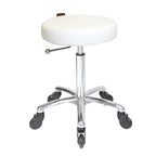 Turbo White Salon Stool - Chrome Base - Click'n Clean Castor Wheels